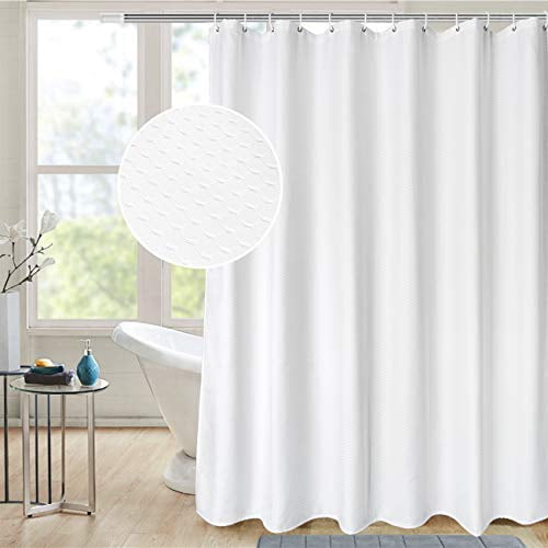 Aoohome 72x78 Inch White Shower Curtain, Extra Long White Waffle Weave Shower Curtain