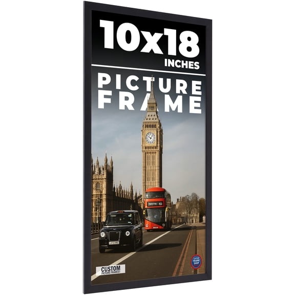 10x18 Minimalist Black Picture Frame - UV Acrylic, Foam Board Backing, Hanging Hardware