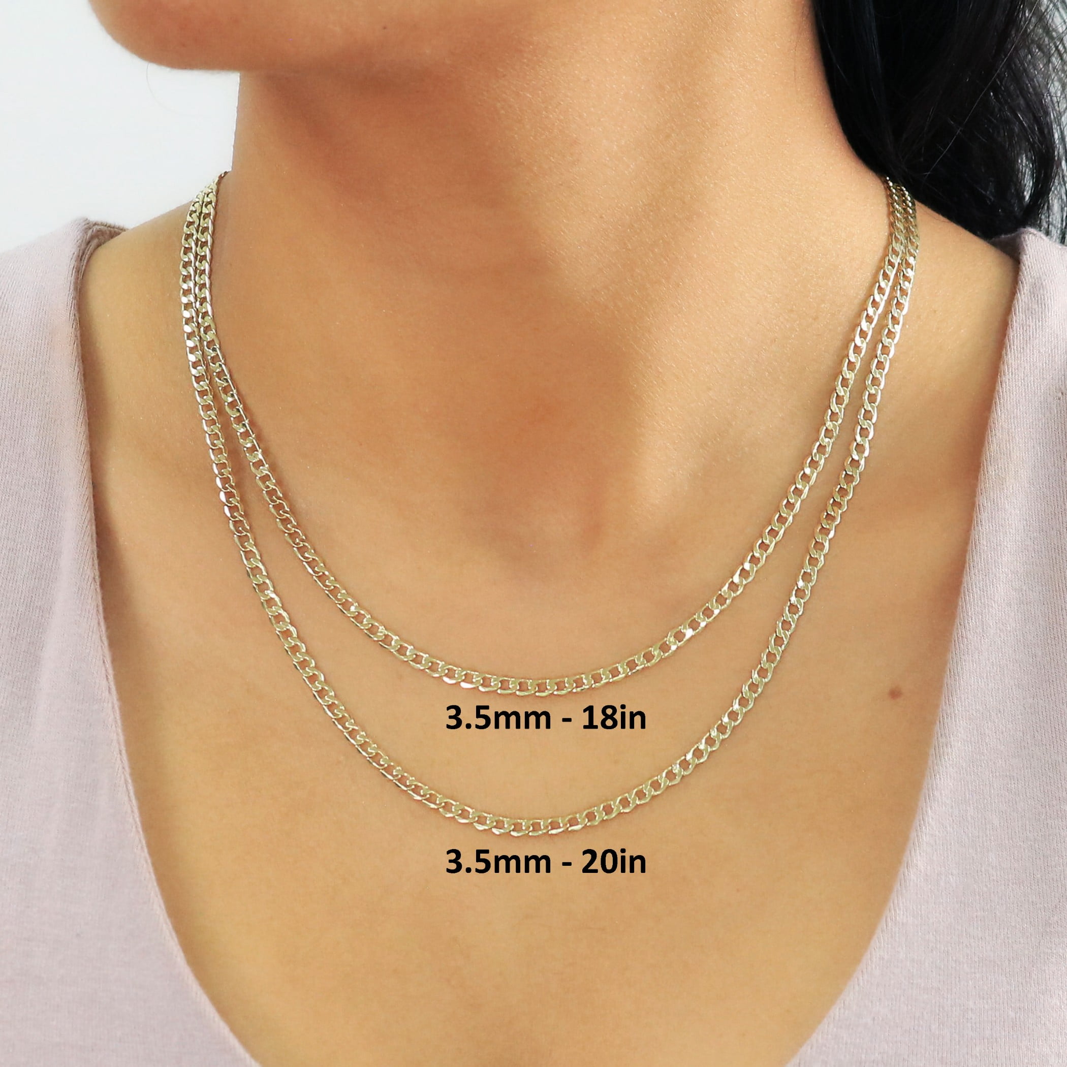 Nuragold 14k Real Yellow Gold Cuban Curb Link 3.5mm Chain Necklace (16"-30") Italian Jewelry for Men & Women