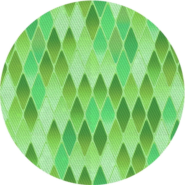 Ahgly Company Machine Washable Indoor Square Transitional Emerald Green Area Rugs, 3' Square