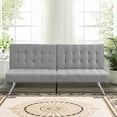 thumbnail image 2 of Aukfa Linen Futon Convertible Sofa for Home Office, Tufted Back, Space Save, Gray, 2 of 10