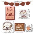 thumbnail image 3 of Coffee Tray (1Pc) Coffee Bar Decoration Logo Farmhouse Layered Tray Decoration Coffee Wood Logo Coffee Cup Wood Pearl Ring Rural Layered Tray Kitchen Table Decoration Coffee Tier Tray Gold, 3 of 5