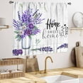 thumbnail image 3 of Purple Rustic Kitchen Curtains,Farmhouse Country Vintage Wood Floral Flower Sweet Love Home Short Cafe Window Curtain for Bedroom Living Room Bathroom 2 Panels,55X39 Inch, 3 of 5