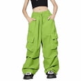thumbnail image 2 of Kids Cargo Pants 5-16 Years, Boys Girls Loose Fit Joggers with Multiple Pockets, Elastic Waist Casual Pants for School and Playground Light Green 130, 2 of 4