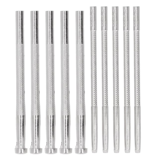 10 herramientas para estampar cuero, 5 de 8 x 9,5 mm y 5 de 3,8 mm, con mango antideslizante de acero de aleación para manualidades de cuero.