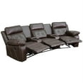 thumbnail image 3 of Emma + Oliver Brown LeatherSoft 3-Seat Reclining Theater Unit-Curved Cup Holders, 3 of 6
