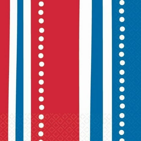 American Summer Stripes Patriotic Party Beverage Napkins