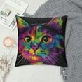 thumbnail image 2 of HENGT  Throw Pillow Cover with Cute Cat Printed, Colorful Art Cat Pattern Throw Pillow Case, Square Decorative Cushion Covers Pillowcase Home Sofa Bedroom Car, 2 of 5