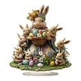 thumbnail image 3 of Easter Decorations Colorful Easter Bunny Tabletop Ornament,Spring Fashion Decorative Sculpture Figurine 2D Acrylic for Home Kitchen Easter Party,Birthday Gifts for Women Khaki-b, 3 of 6
