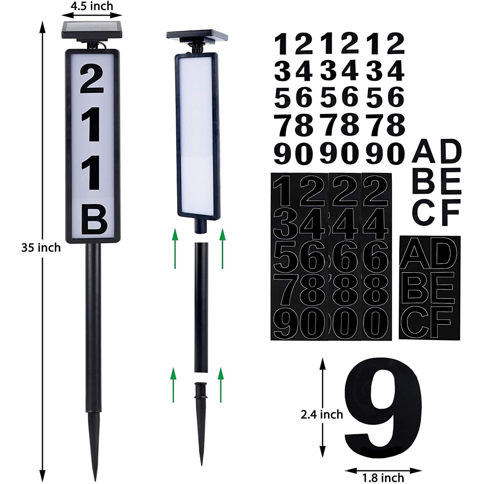 Solar Address Sign, House Numbers for Outside, Lighted Address Plaque Outdoor Waterproof, Illuminated LED Address Numbers for Yard Home