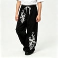 thumbnail image 2 of Luvior Y2k Baggy Sweatpants Boy and Girls Gothic Graphic Elastic Waist Wide Leg Track Pants Drawstring Athletic Joggers with Pockets, 2 of 5