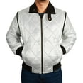 thumbnail image 3 of Men’s Drive Scorpion Logo Quilted Satin Bomber Jacket - Ivory White, 3 of 4