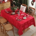thumbnail image 2 of SASTYBALE Christmas Tablecloth Jingle Bells Holly Berry Jacquard Waterproof Wrinkle Free Damask Table Cloths, Fabric Table Cover for Xmas, Holiday, Winter, Party, 2 of 7