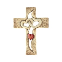 Gaiwos Carved Cross 7 inches, Resin Cross Wall Decor, Intertwined Hearts & Never Separates Love, Great Christian Gift, Wall Art Gift, Home Living Room Decor