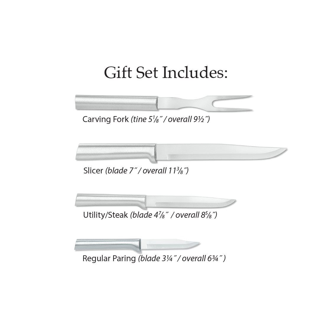 Rada Cutlery 4-Piece Prepare Then Carve Knife Gift Set, Silver Handles