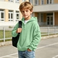 thumbnail image 6 of WAVSUF Boys Hoodie Half Zip Long Sleeve Loose Fit Winter Casual Sweatshirts Green 13, 6 of 10