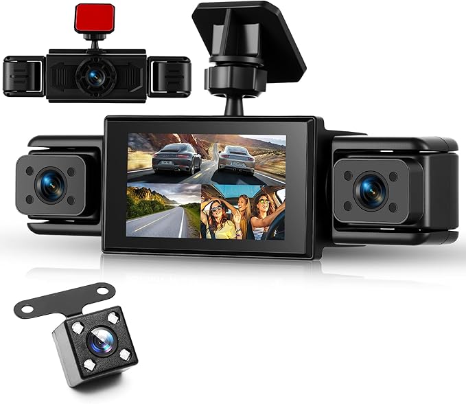 Dashcam 4 Canaux 360° Rimoody - 4 Caméras 1080P, Vision Nocturne, Surveillance Parking 24h, G-Sensor