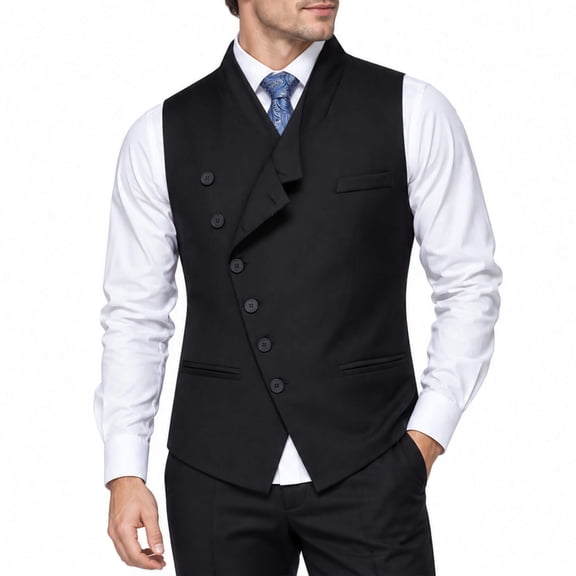 Cloudstyle Men's Solid Color Single-Breast Angled Closure Vest - Standard Fit Sleeveless Waistcoat with Notch Lapel