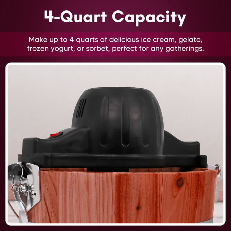 Elite Gourmet EIML2501 4qt Old Fashioned Ice Cream Maker