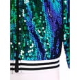 thumbnail image 7 of SiiRoh Girls Shiny Sequin Bomber Jacket Long Sleeve Zip Up Coat Sparkly Club Party Outerwear Tops Green 10, 7 of 7