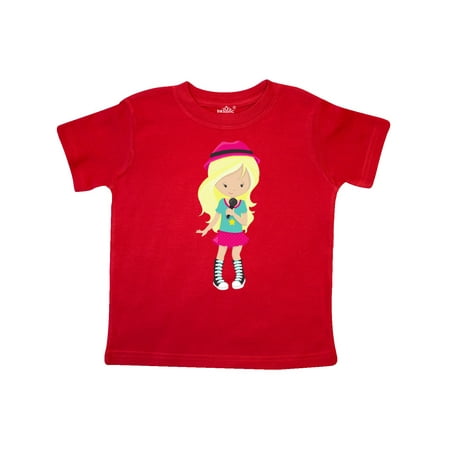 

Inktastic Rock Girl Blonde Hair Band Singer Microphone Gift Toddler Toddler Girl T-Shirt