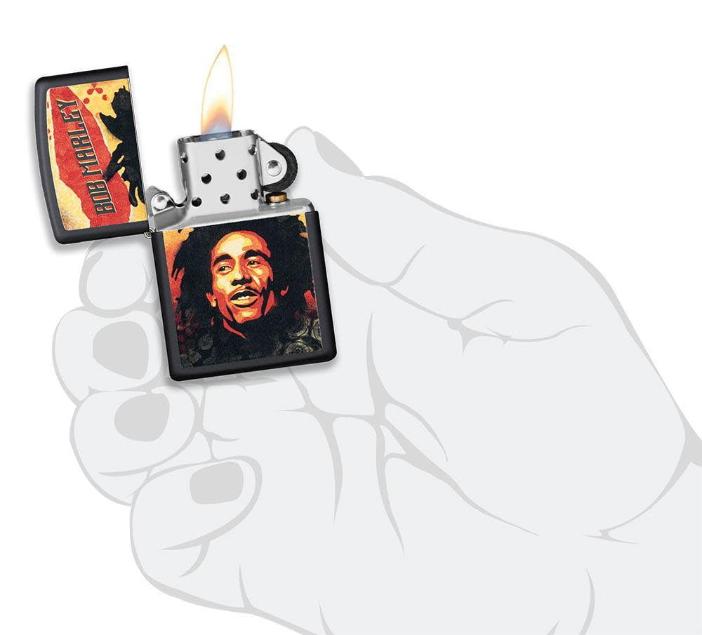 Zippo Bob Marley Illustration Black Matte Pocket Lighter