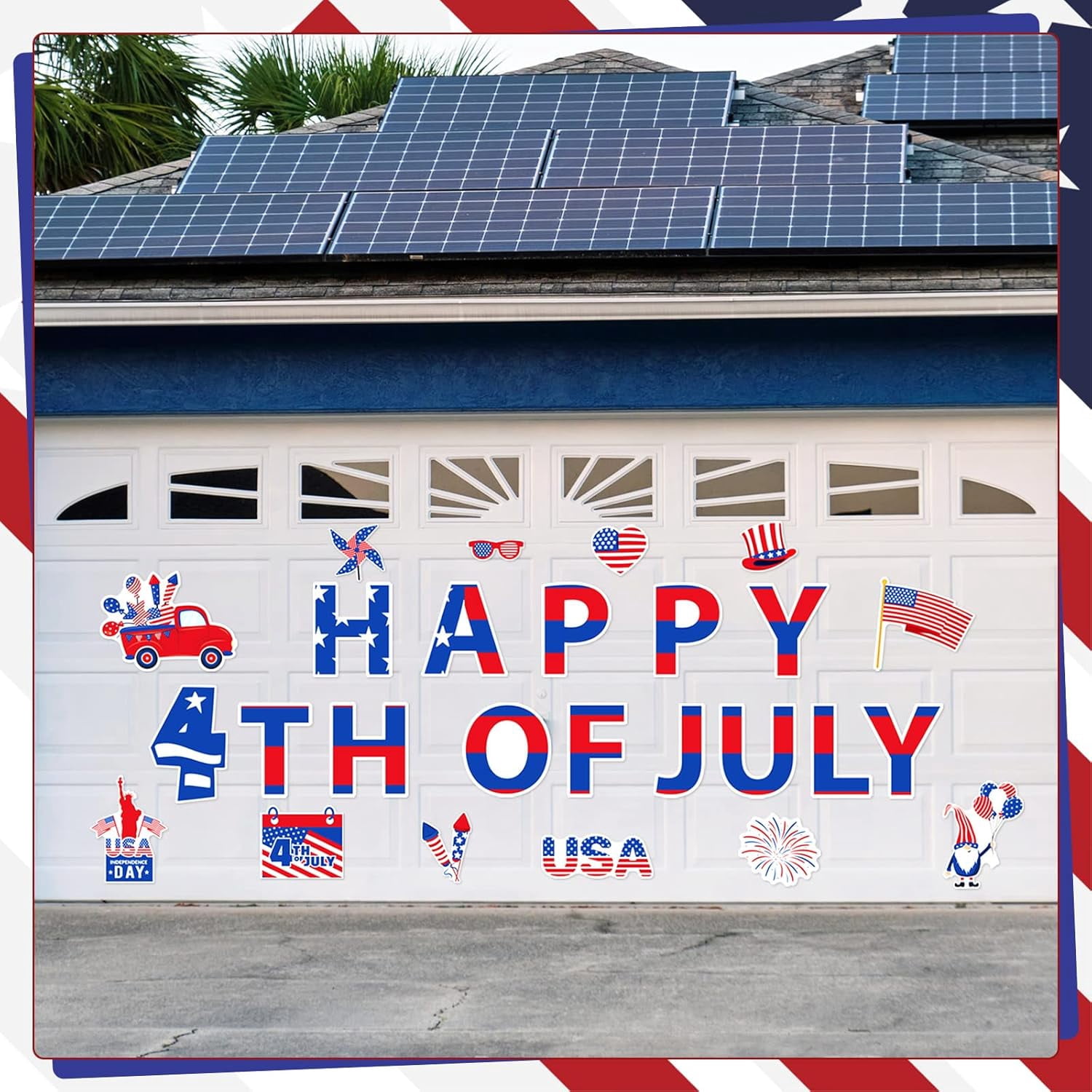 26 Pieces 4th of July Garage Door Magnets Patriotic Garage Door Decoration Independence Day Magnet Decals Flag Truck Gnome Refrigerator Magnetic Stickers for Memorial Day Party Supplies