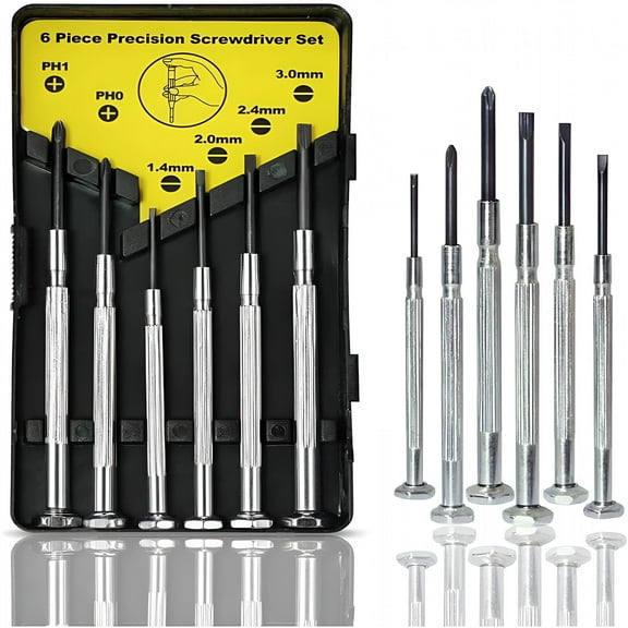 FACEGA 6PCS Mini Screwdriver Set,Small Screwdriver Set with 6 Different Size Flathead and Phillips Screwdrivers,Precision Screwdriver Set for Jewelry,Watch,iPhone,Eyeglass Repair