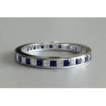 2.5Ct Princess Cut natural moissanite Sapphire/Diamond Ring in 14K White Gold Plated