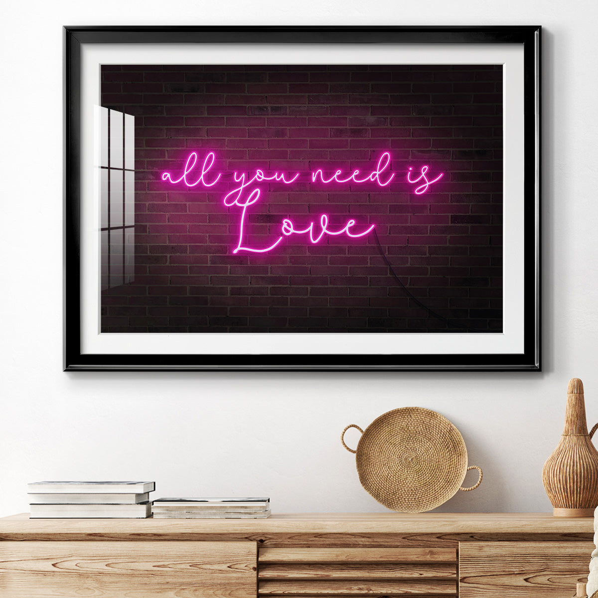 Neon Love I Premium Framed Print - Ready to Hang
