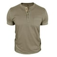 thumbnail image 4 of SWSMCLT Men's Breathable Henley Shirt Fall Cotton Loose Button Date Patch Pocket Home Tee Casual T Shirt Comfy Chic Army Green X-Large, 4 of 5