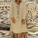 thumbnail image 2 of Vestidos Para Mujer Vestidos de Otoño Vestido de Lino de Algodón de Manga Larga Con Cuello en V Informal A La Moda Odeerbi  ODB131670, 2 of 6