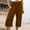 A01_Brown, variant on Womens Cotton Linen Capris Elastic High Waisted Plus Size Solid Color Cargo Pants Casual Straight Leg Button Pocket Trousers