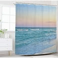 thumbnail image 2 of Beach Sea Shower Curtain for Bathroom Decor 72Wx72H Ocean Waves Blue Pink Tropical Coastal Seaside Scene Island Hawaiian Art Printed Fabric Polyester Waterproof 12 Pack Plastic Hooks, 2 of 6
