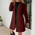 thumbnail image 2 of Plus Size Long Trench Coat with Notched Lapel Slim Fit Wool Blend Winter Overcoat for Women, 2 of 7