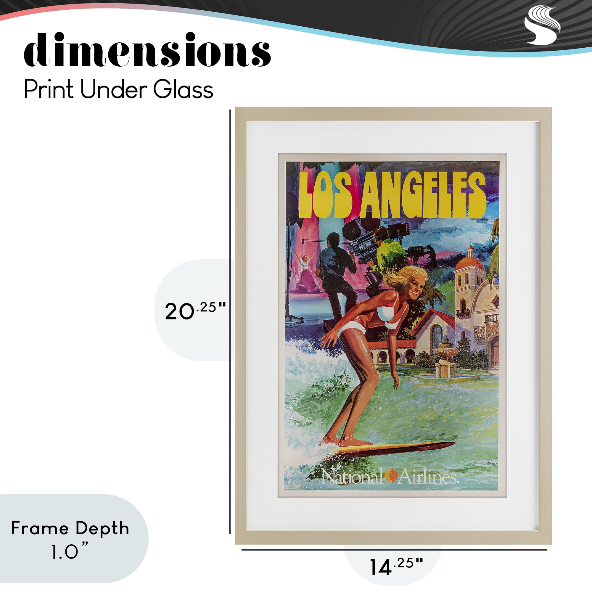 Stupell Industries Vintage Los Angeles Travel Birch Framed Print Under Glass, design by Vintage Posters