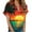 Orange, variant on Qulqfy Womens Shirts Casual Fashion Hawaiian Print Short Sleeve Casual Turn Down Collar Drop Shoulder Button going out Tops