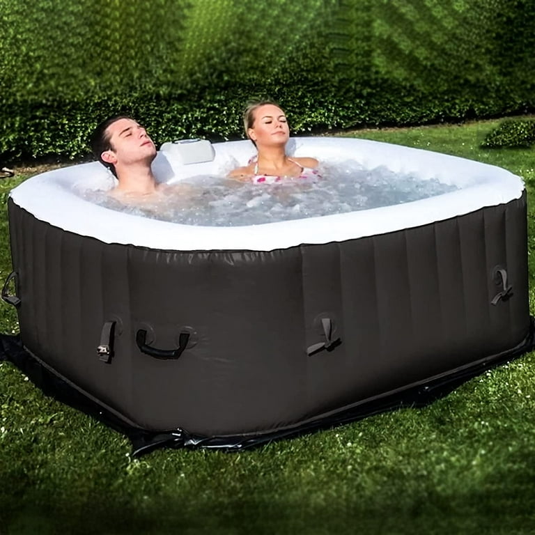 Wejoy Portable Hot Tub Air Jet Spa 2-3 Person Inflatable Outdoor Heated to  max of 104℉(40℃),61X61X26 inch,600 L / 158 Gal,Grey 