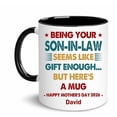thumbnail image 2 of Taza de café personalizada - Cita divertida de ser tu yerno, nombre y año personalizados, taza cerámica de 11 oz, apta para lavavajillas en microondas, idea de regalo única, 2 of 7