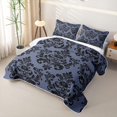 thumbnail image 3 of jejeloiu Dark Skull Twin Quilt Set,Damask Print Twin Coverlet Set For Adults,Slate Black,2-Piece, 3 of 7