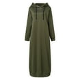 thumbnail image 2 of MITCOWBOY Sweat à Capuche pour Femmes Mode Longue Robe à Capuche Robe Sweat-Shirt Couleur Unie Manches Longues Décontractée Col Rond Robe Sweat-Shirt Preppy Vert 2TG Liquidation!, 2 of 8