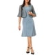 thumbnail image 1 of Conjuntos de vestido de 2 piezas Inspire Chic para mujeres, chaqueta corta de encaje de manga larga, vestidos midi sin mangas para fiestas, talla XS, gris azul, 1 of 6