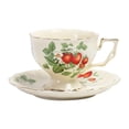 thumbnail image 1 of Juego de Taza Y Platillo de Café, Estilo Vintage con Borde Dorado Y Estampado de Fresas, Adecuado para Oficina, Hogar, Cafetería, Restaurante Y Celebr, 1 of 9