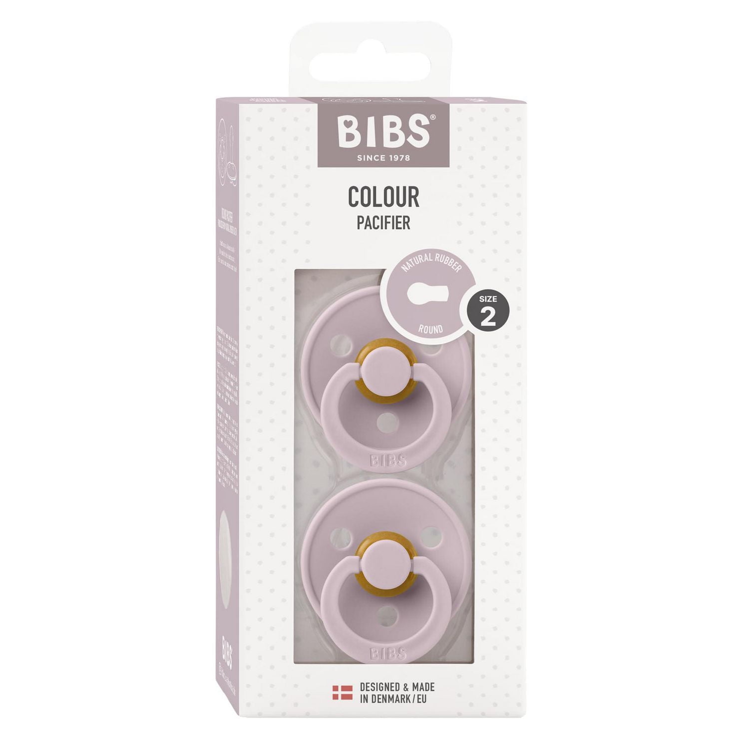 Sucettes BIBS | Sucette en Caoutchouc Naturel pour Bébé | Ensemble de 2 Sucettes Sans BPA | Fabriqué au Danemark | Lilas Poudré | Taille 6-18 Mois