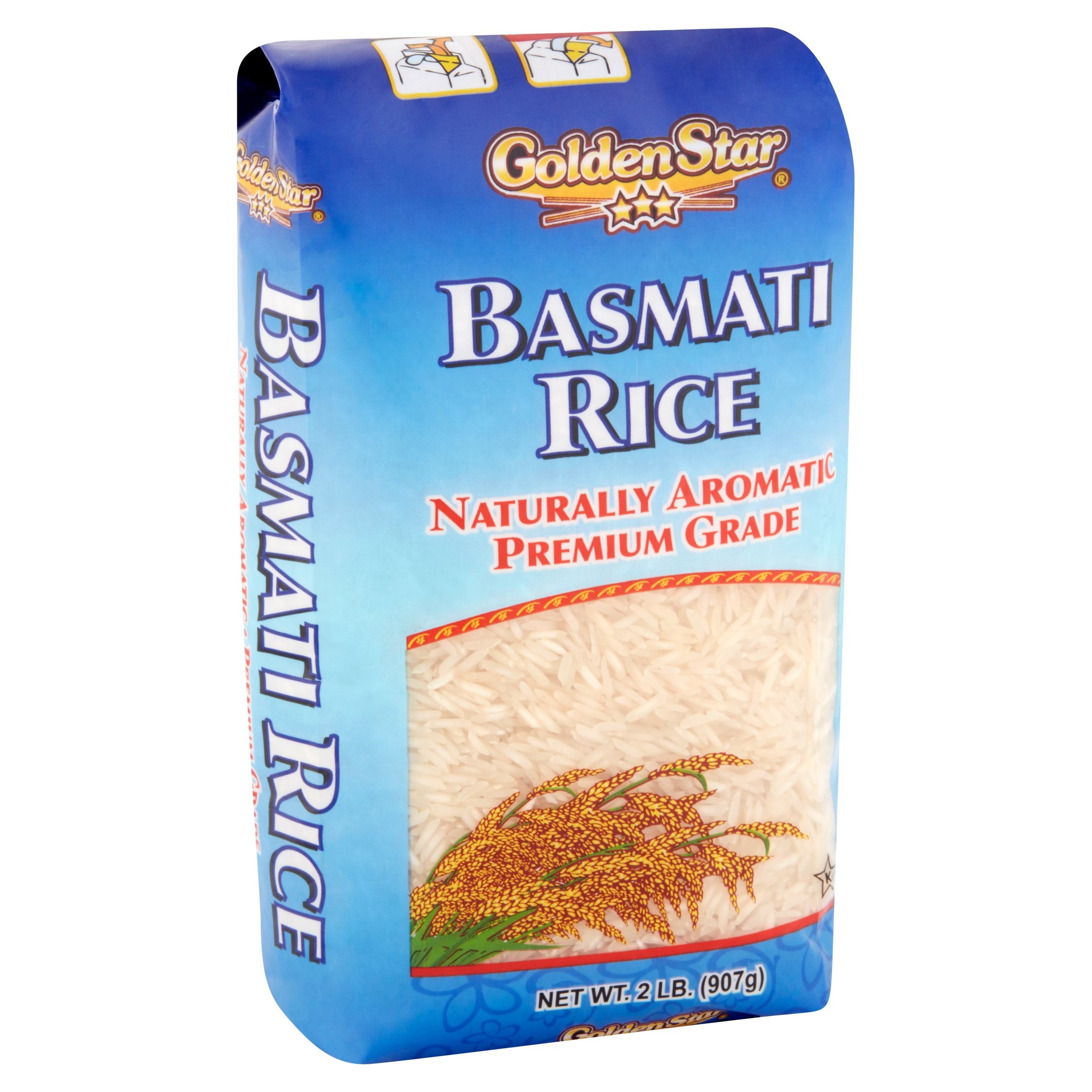 Golden Star Basmati Rice, Premium Aged Indian Basmati Rice, 2 lb Bag