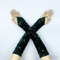 thumbnail image 2 of GPOECD Gloves for Women Carnival Glamour Fingerless Shine Stage Performance Party Evening Wear Mittens, 2 of 4