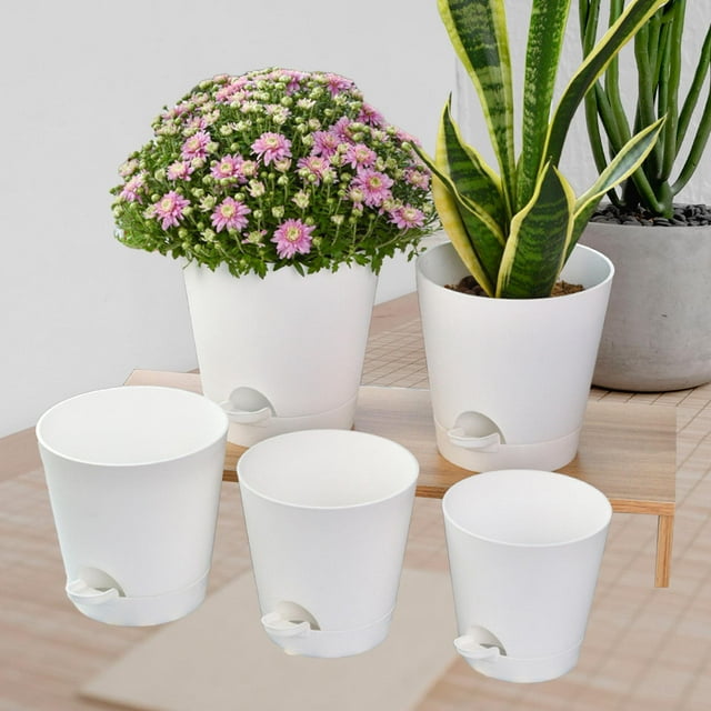 Macetas de riego automático perfecl 5 piezas blancas para jardín y decoración del hogar