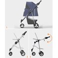 thumbnail image 5 of LINJH Pet Stroller with 3 Wheels for Small/Medium Pets, Portable Travel Foldable Carrier Jogger for Dog Cat Puppy Kitty, Rear Wheel Breaks, Storage Basket, Visible Mesh with Weather Cover,Navy Blue, 5 of 10