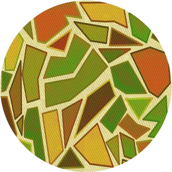 Ahgly Company Machine Washable Indoor Round Transitional Golden Brown Yellow Area Rugs, 6' Round