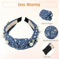 thumbnail image 4 of Diadema de mujer con nudos de cristal perlado Unique Bargains Estilo clásico y casual Diadema para mujeres Azul profundo 5.51"x1.89", 4 of 7